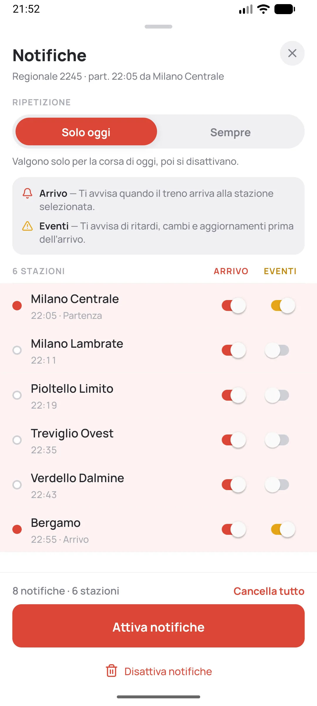 Notifiche per fermata